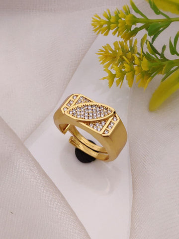 1 Gram Gold Forming AD Diamond Free Size Finger Ring