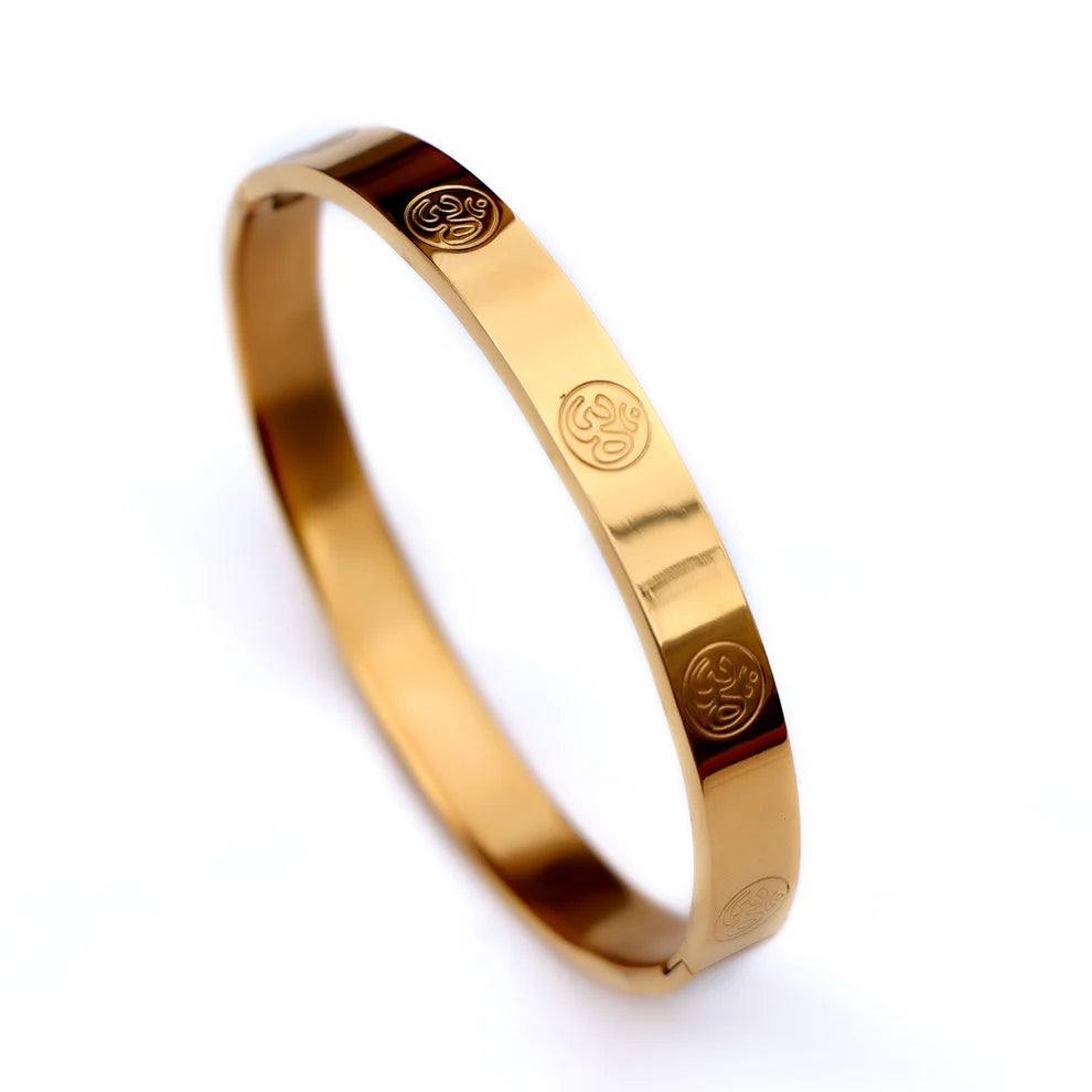 Om Carving Premium Gold Bracelet