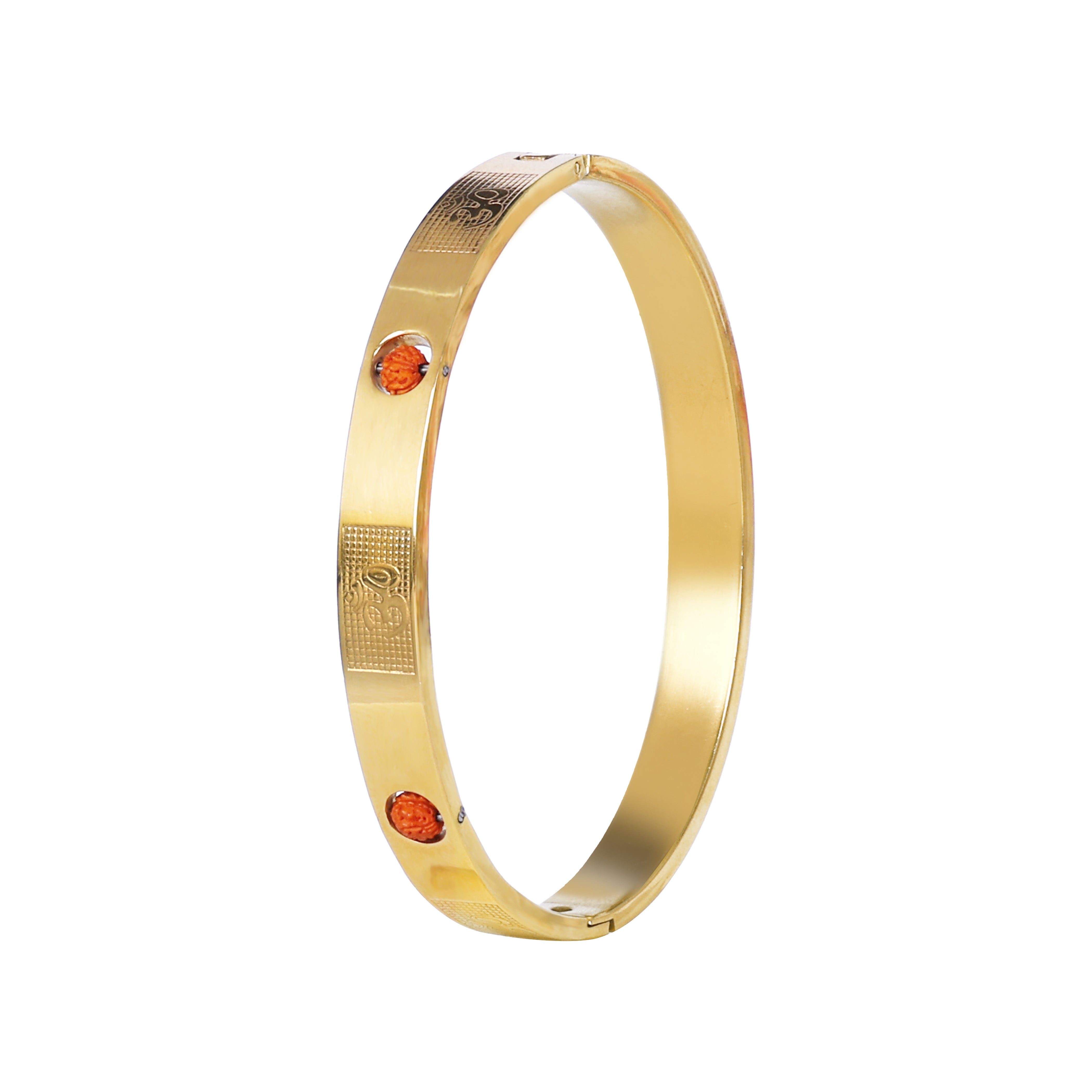 Om and Rudraksha Design Premium Gold Plated Kada