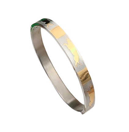 Silver Gold Jaguar Men's kada Bracelet