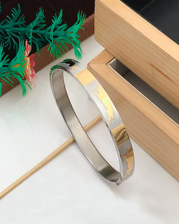 Silver Gold Jaguar Men's kada Bracelet