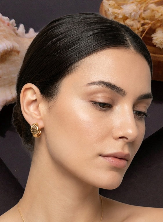 Stylish Striped Geometric Small Hoop Earrings – Modern Daily Wear