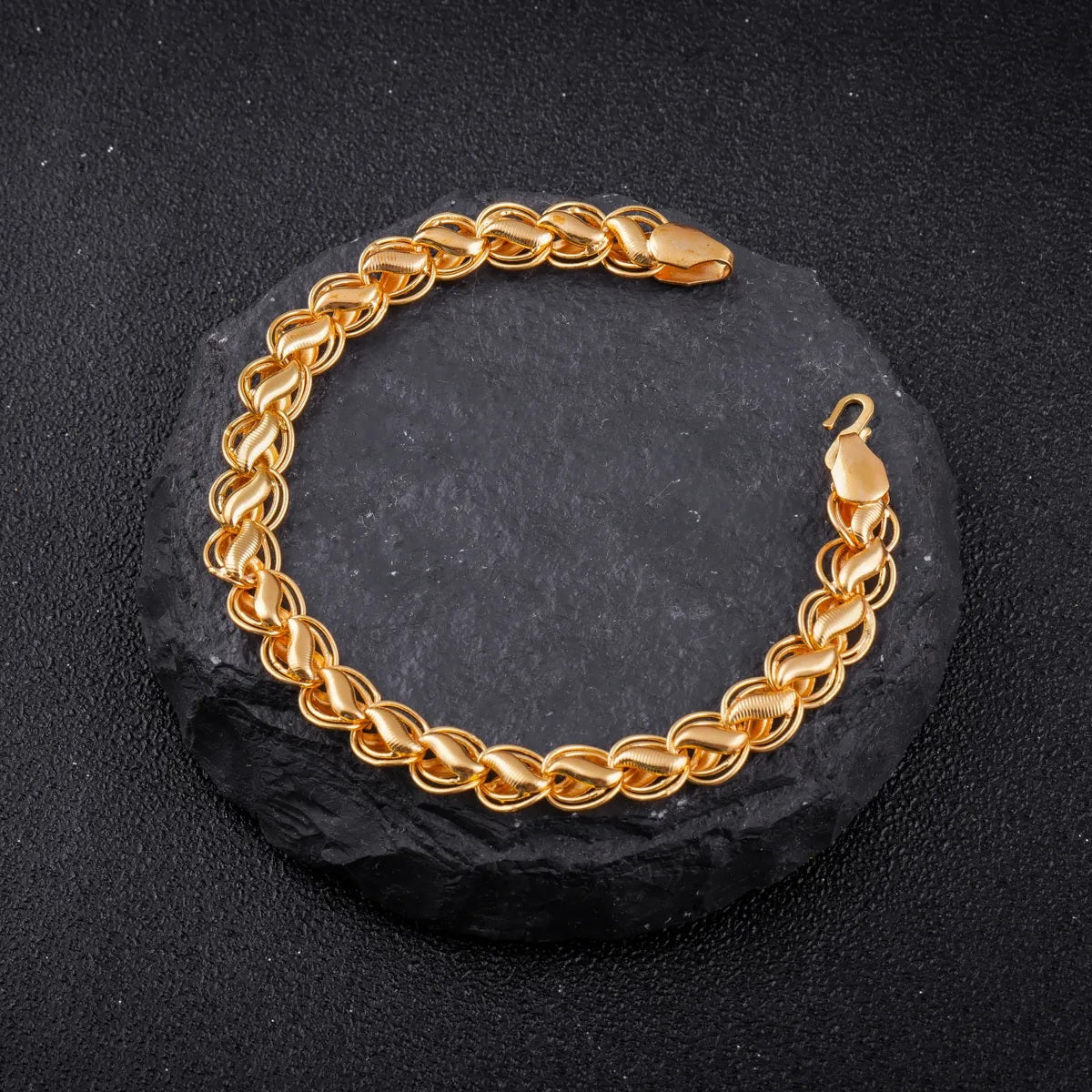 Men's Combo Offer: Heavy Look Gold Plated Chain & Bracelet Set (Braided Link)