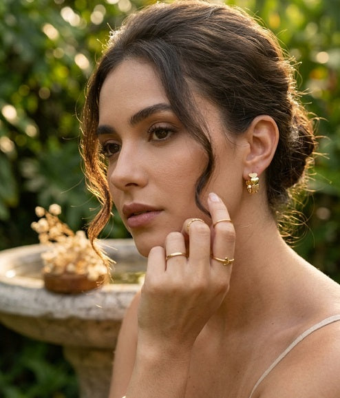 Gold-Plated Heart Link Hoop Earrings – Minimalist Huggie Earrings for Women and Girls