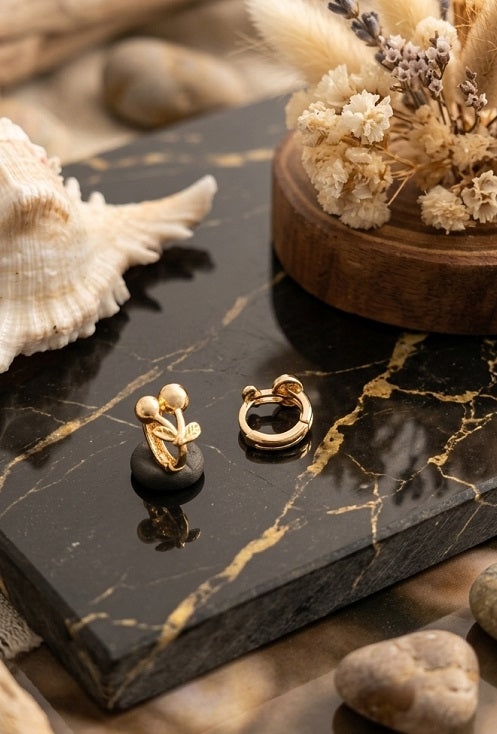 Cute Cherry Design Gold-Plated Huggie Hoop Earrings for Girls & Women