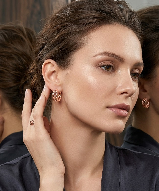 Exquisite Patterned Rose Gold Earrings – Perfect Gift