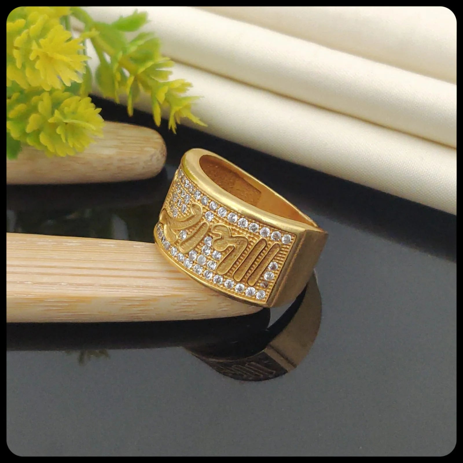 1 Gram Gold Plated Glamorous Ram Design Ring-53