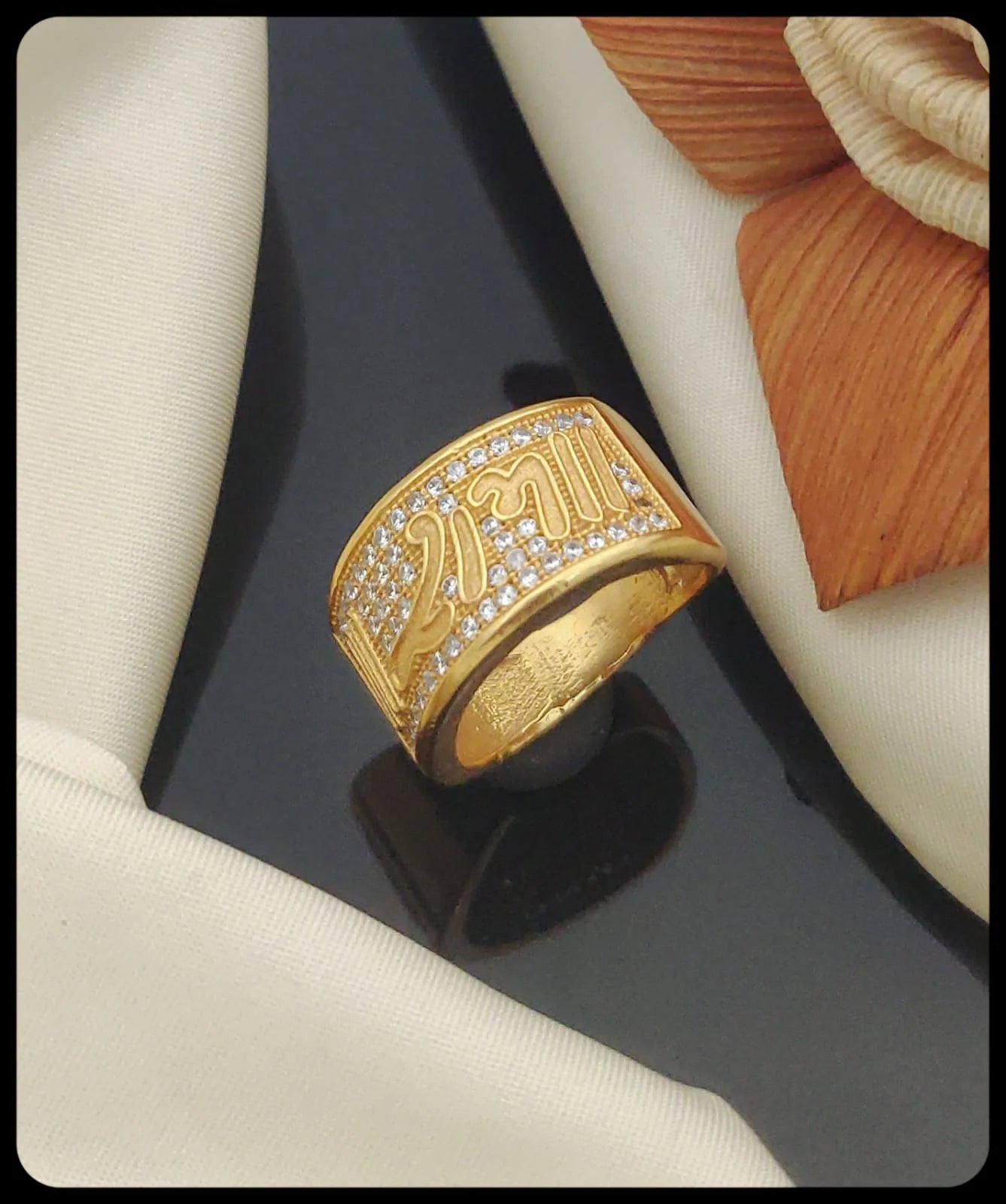 1 Gram Gold Plated Glamorous Ram Design Ring-53