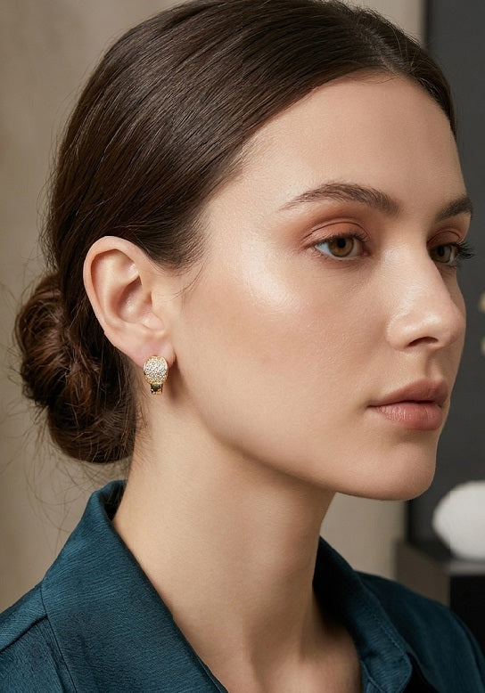 Elegant Gold Hoop Earrings with Sparkling Stone Accents