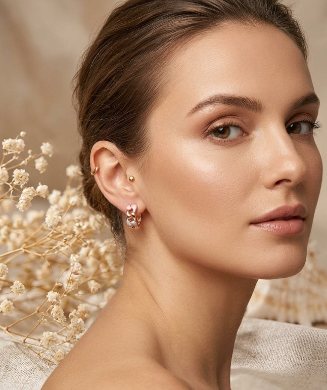 Elegant Multi-Tone Minimalist Huggie Hoop Earrings for Women