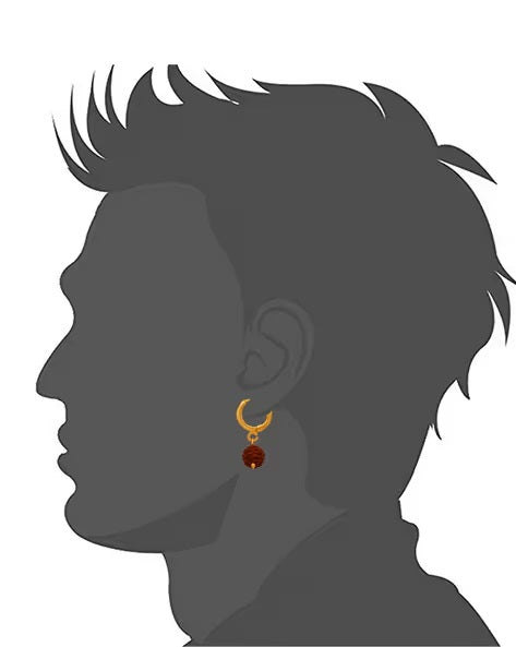 Spiritual & Stylish Gold-Tone Huggie Hoops with Rudraksha Bead