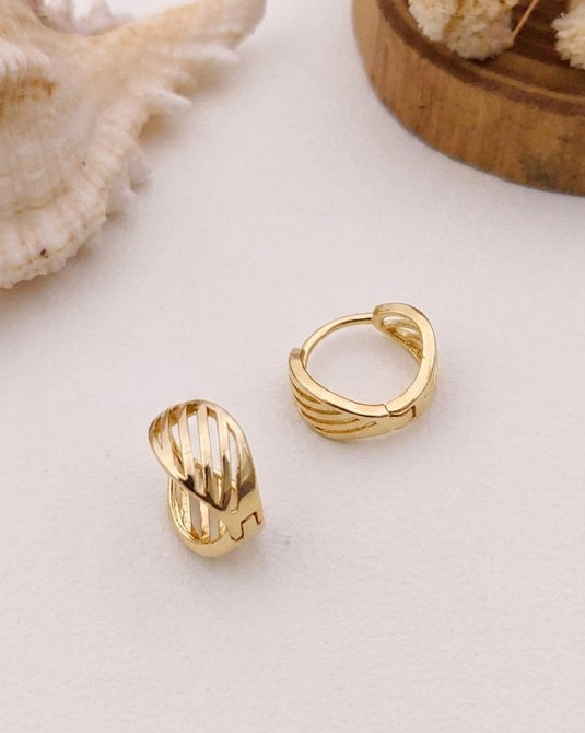 Stylish Striped Geometric Small Hoop Earrings – Modern Daily Wear