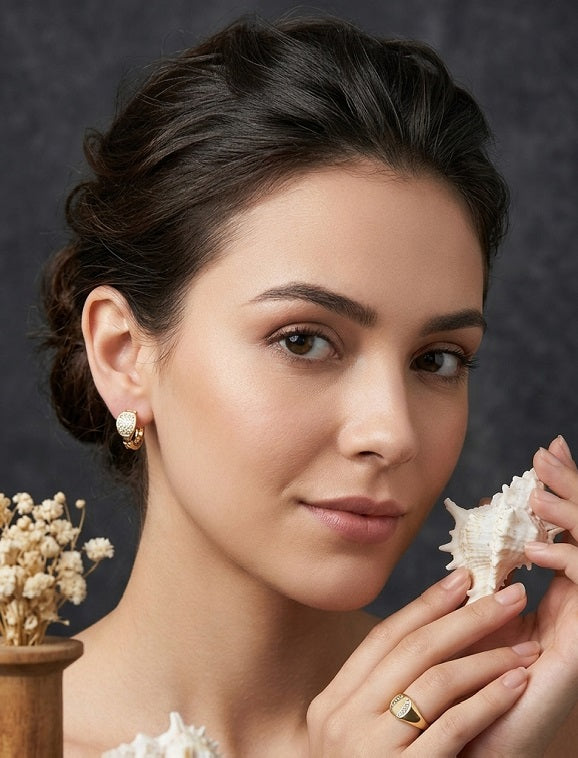 Elegant Gold Hoop Earrings with Sparkling Stone Accents