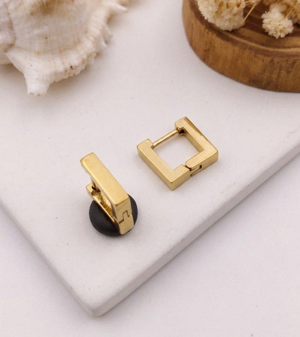 Minimalist Gold-Plated Square Hoop Earrings - Modern Geometric Huggies for Daily Wear