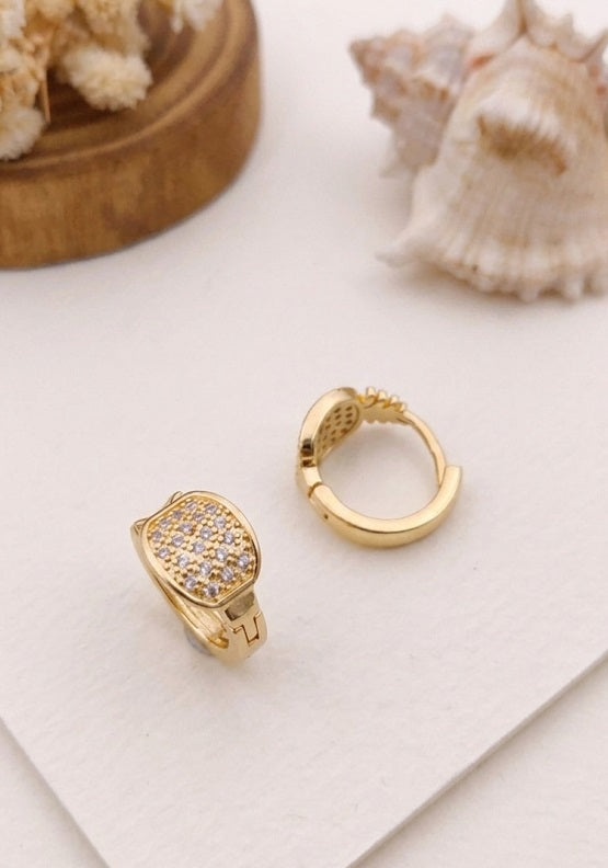 Elegant Gold Hoop Earrings with Sparkling Stone Accents