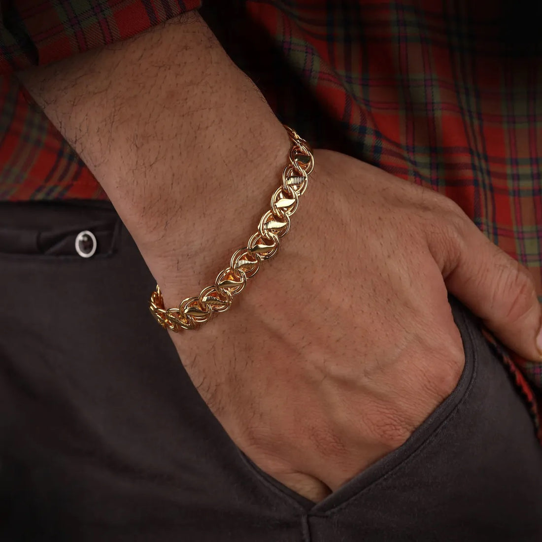 New Design Gold Plated Hand Chain for Men | Durable Daily Wear Bracelet