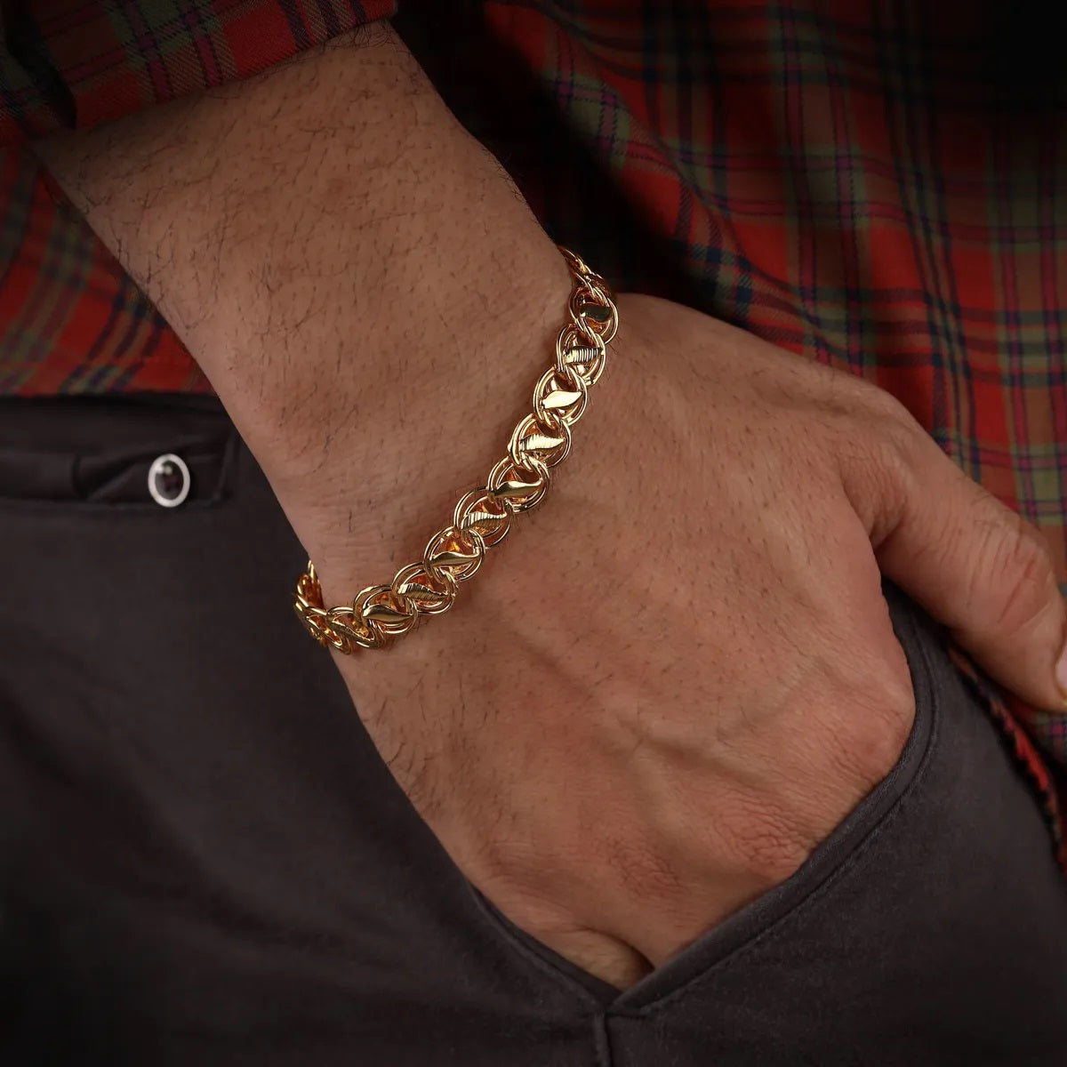 New Design Gold Plated Hand Chain for Men | Durable Daily Wear Bracelet