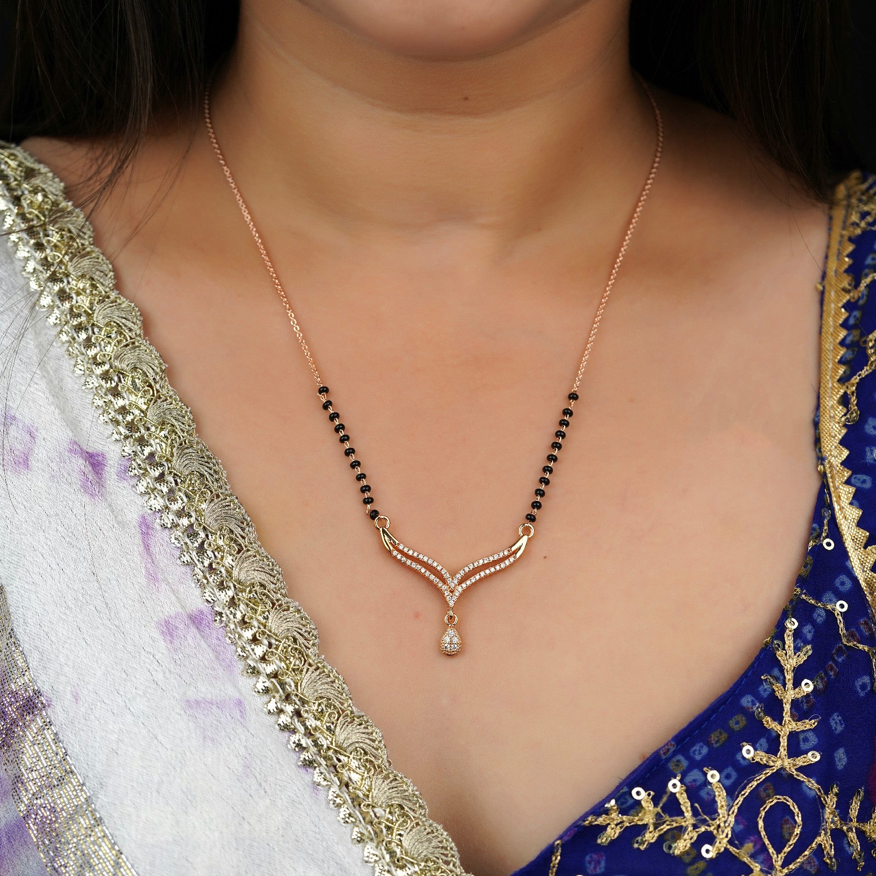 Symbolic V Shape Diamond Mangalsutra Diamond
