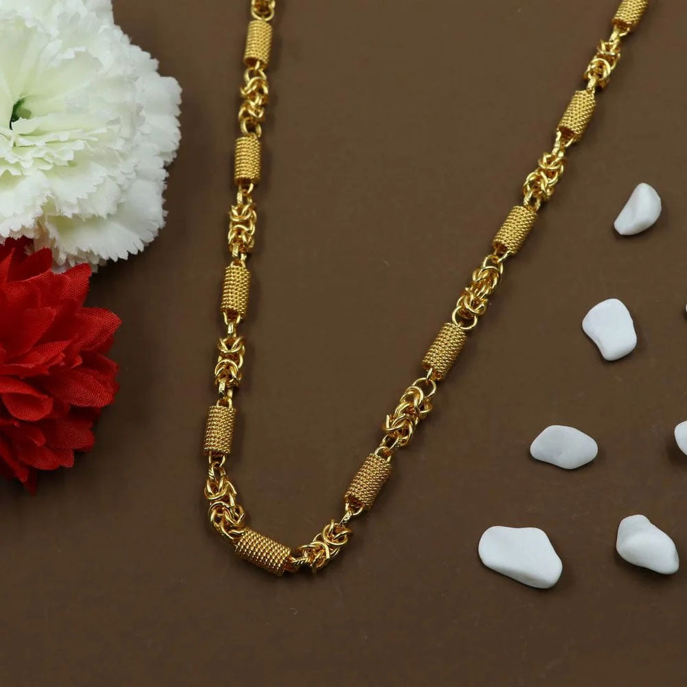 1 Gram Gold Plated 2 In 1 Rajwadi Hand-Finished Design Chain For Men