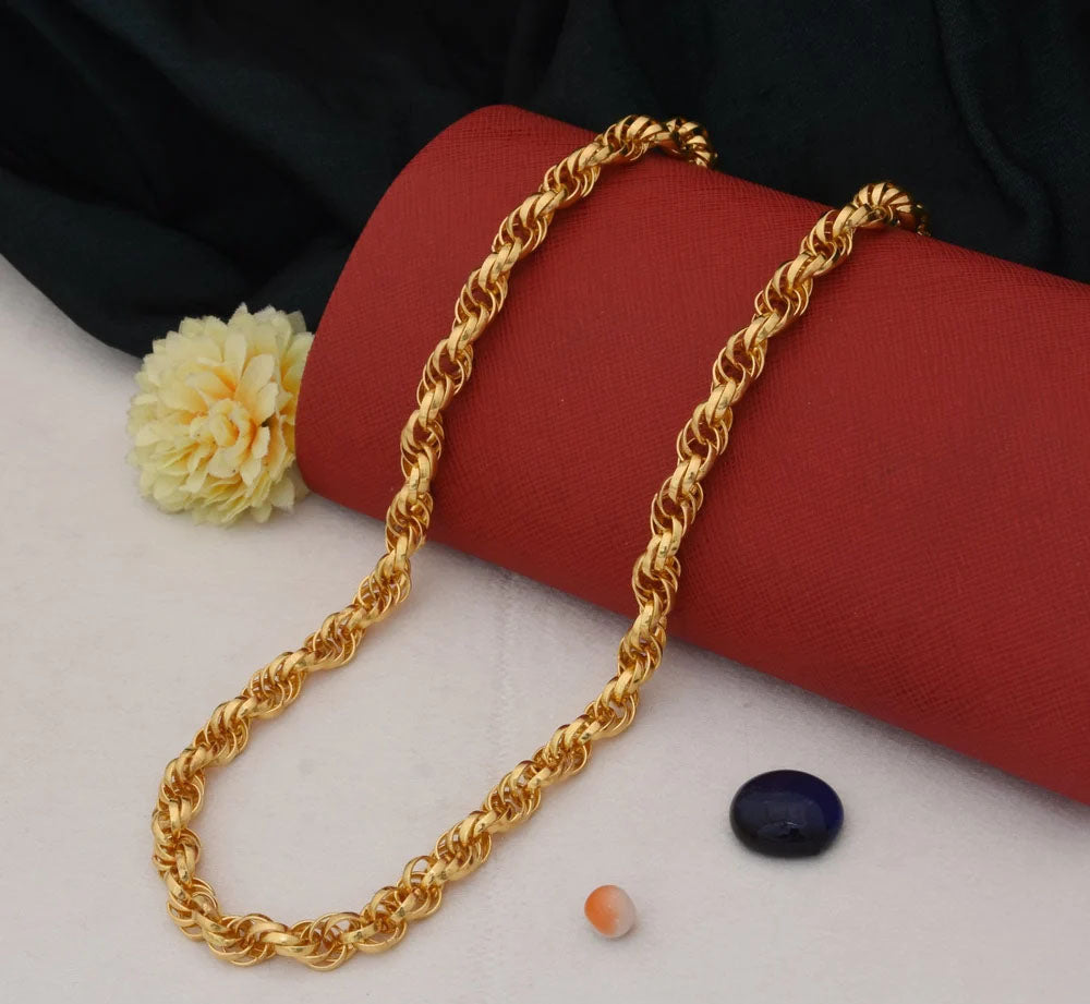 1 Gram Gold Plated Rassa Decorative Design Best Quality Chain For Men