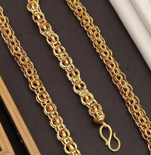 1 Gram Gold Plated Ring Into Ring Finely Detailed Design Chain for Men