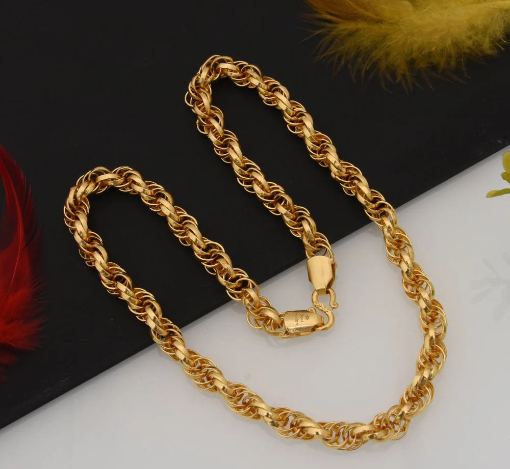 1 Gram Gold Plated Rassa Decorative Design Best Quality Chain For Men
