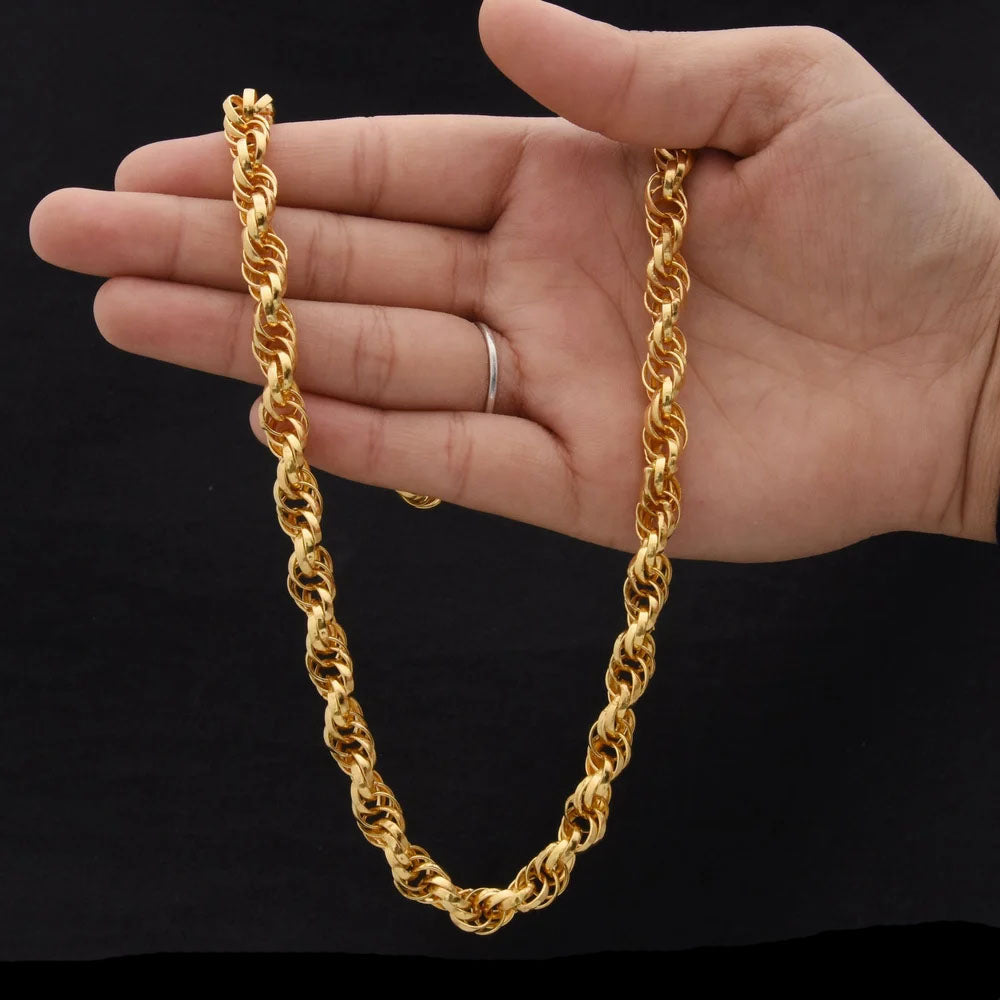 1 Gram Gold Plated Rassa Decorative Design Best Quality Chain For Men