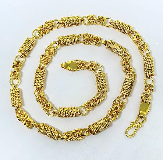 1 Gram Gold Plated 2 In 1 Rajwadi Hand-Finished Design Chain For Men