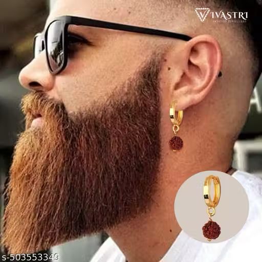 Buy One Get One Free Gold-Tone Shivlingam Ring And Rudraksha Hoop Earrings Combo
