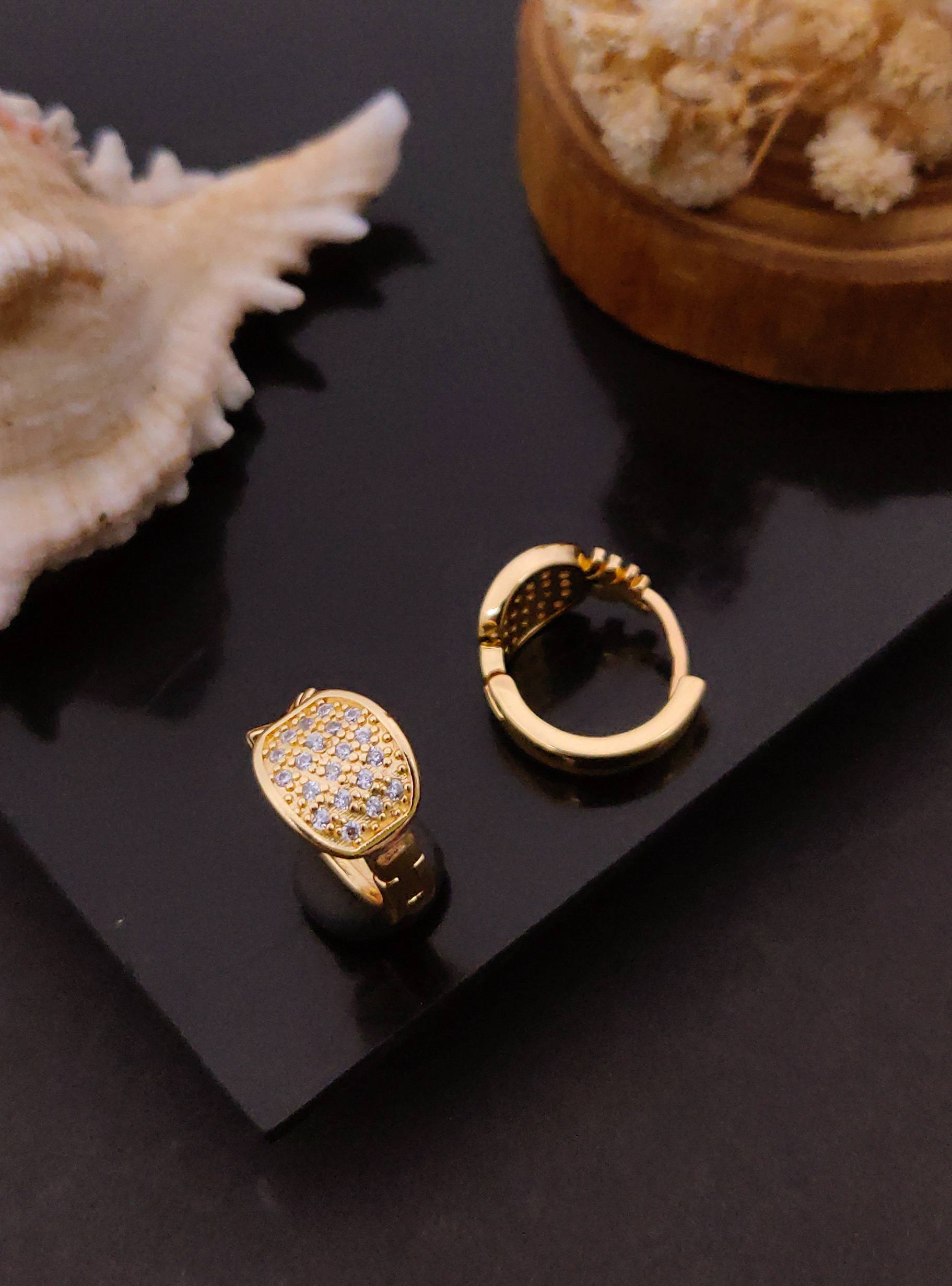 Elegant Gold Hoop Earrings with Sparkling Stone Accents