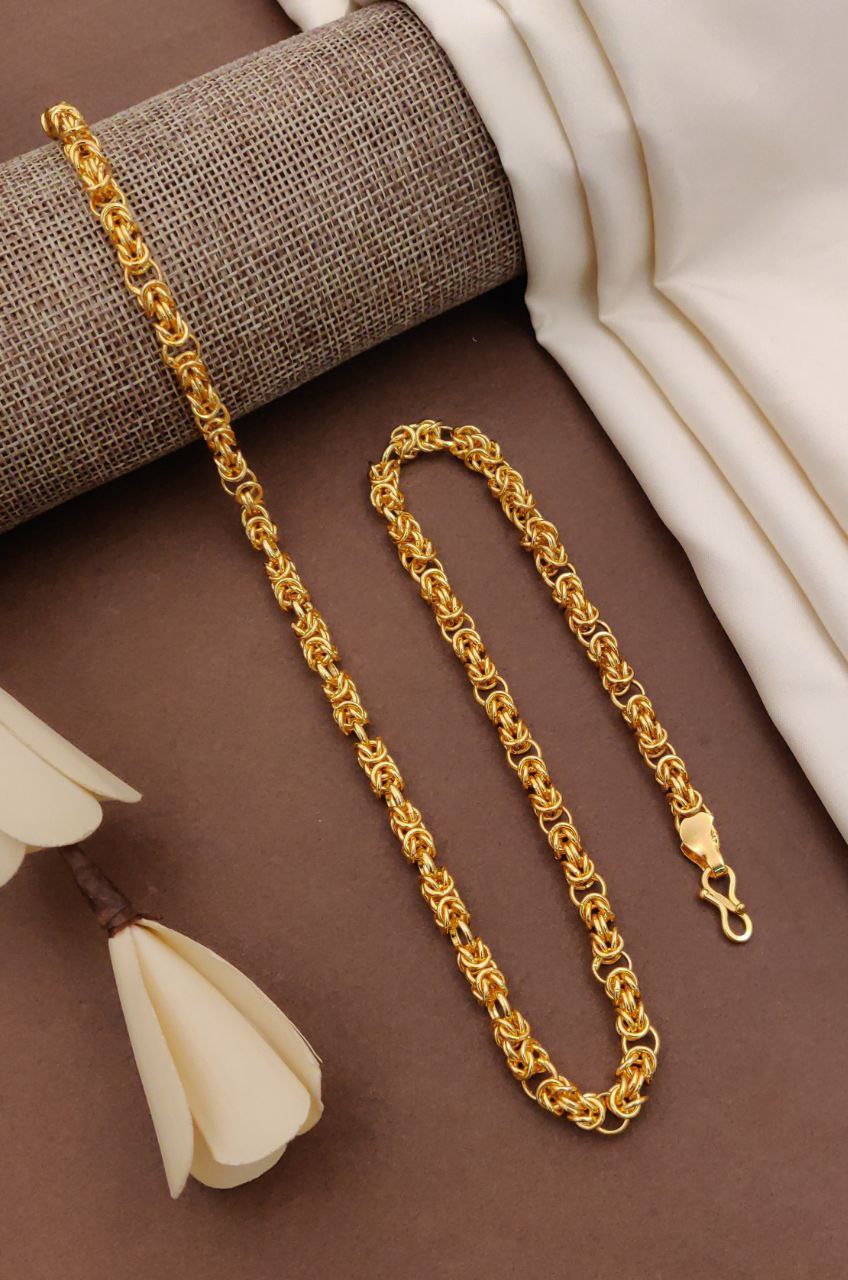 1 Gram Gold Plated Ring Into Ring Finely Detailed Design Chain for Men