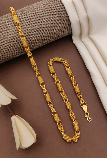 1 Gram Gold Plated 2 In 1 Rajwadi Hand-Finished Design Chain For Men