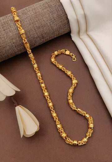1 Gram Gold Plated Rajwadi Finely Detailed Design Chain For Men