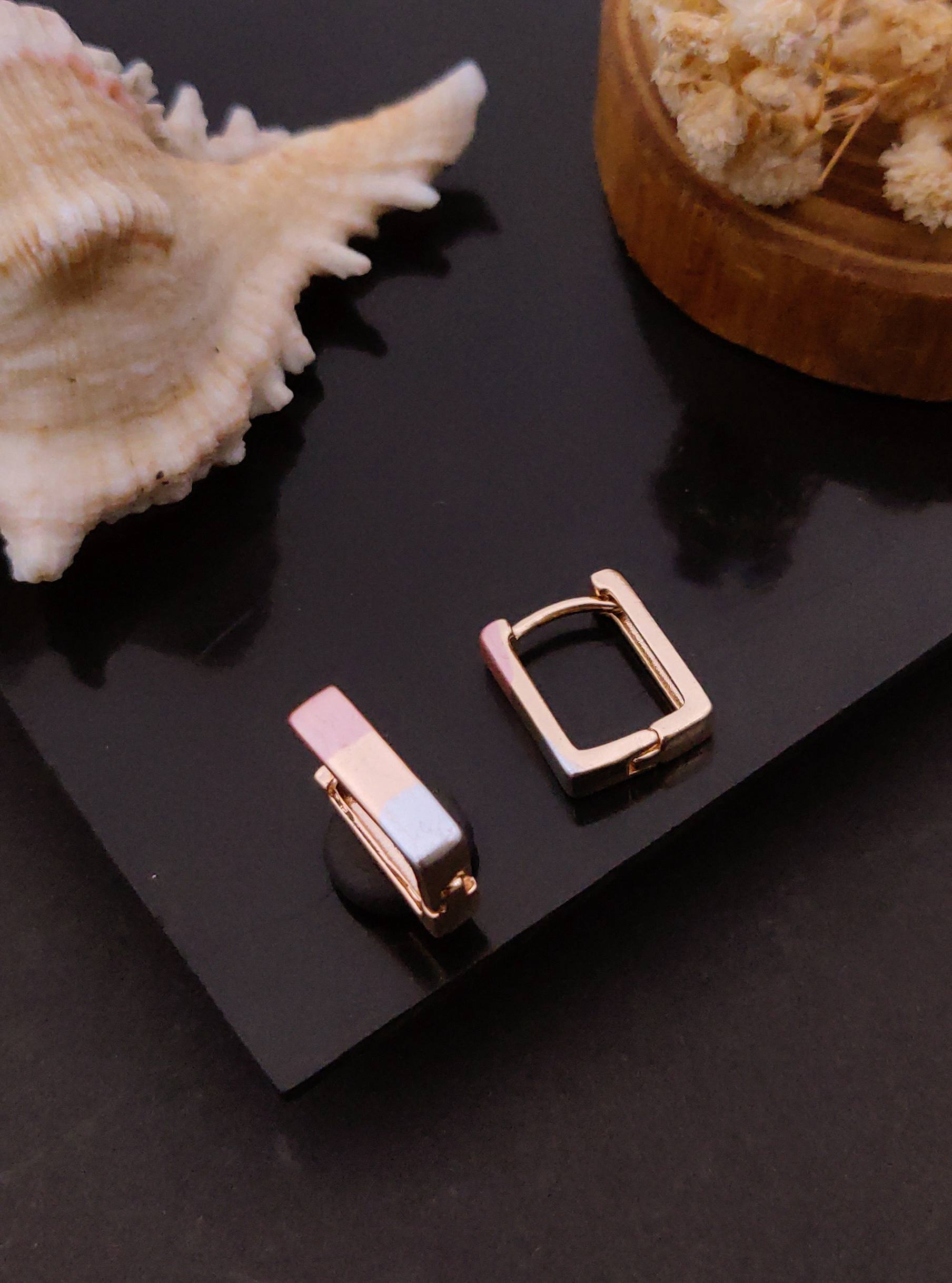 Premium Finish Modern Rectangular Huggies – Trendy Fashion Earrings