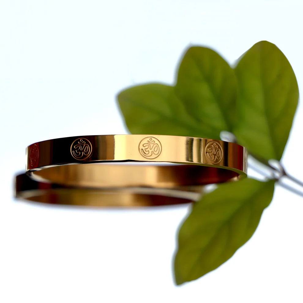 Om Carving Premium Gold Bracelet
