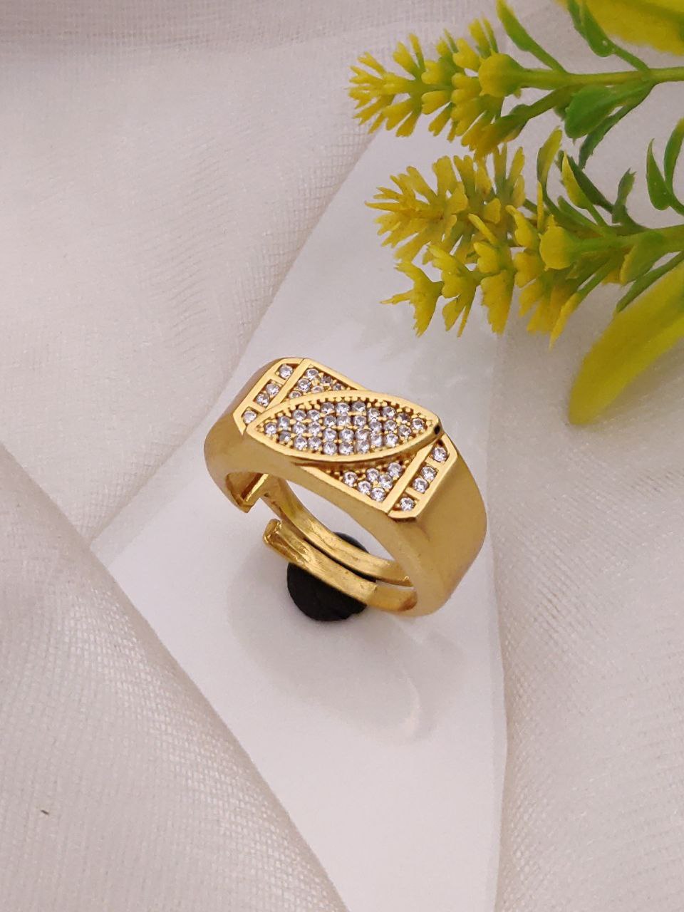 1 Gram Gold Forming AD Diamond Free Size Finger Ring